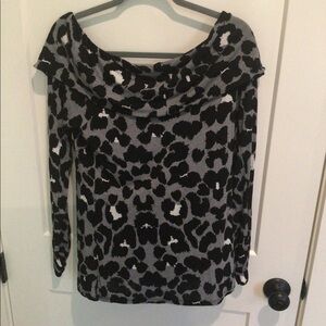 INC Black Animal Print Top Shirt L Large